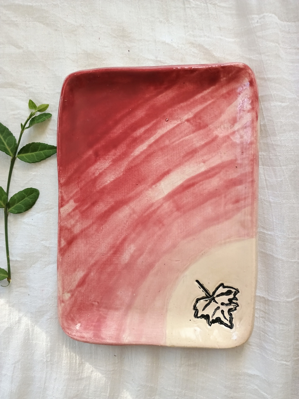 🍂 FALL VIBES 🍂 Artisan Crafted Studio Pottery Dish w Maple Leaf Accent, Rustic